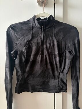 lululemon athletica Black Camo Long Sleeve Crop Half-Zip Top